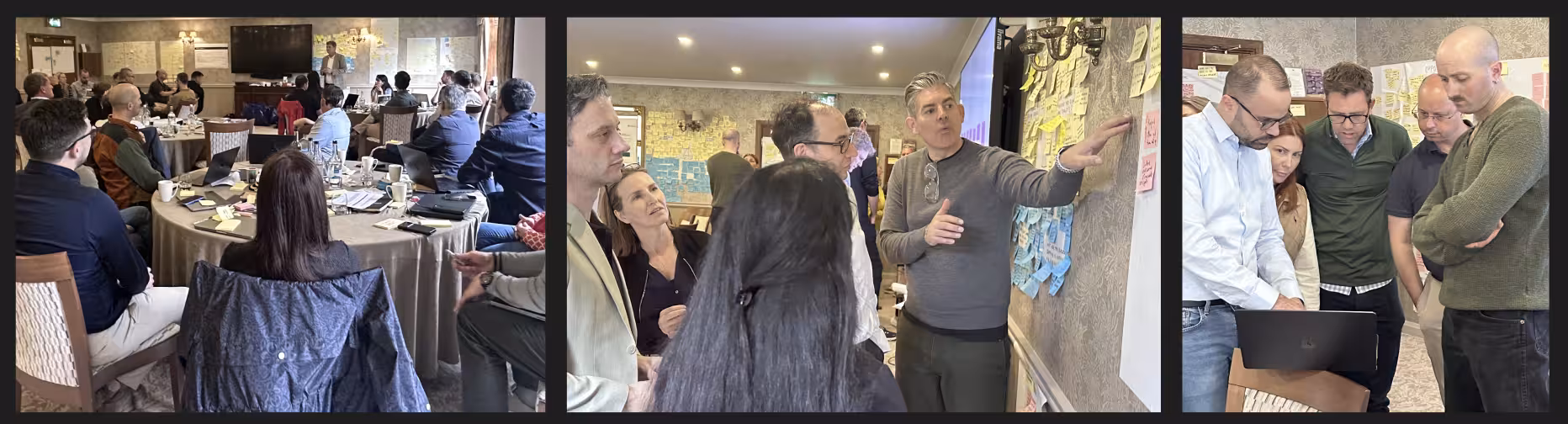 Collage of an AI leadership Off-Site for Marcura's C-suite team facilitated by Rob Hamblen