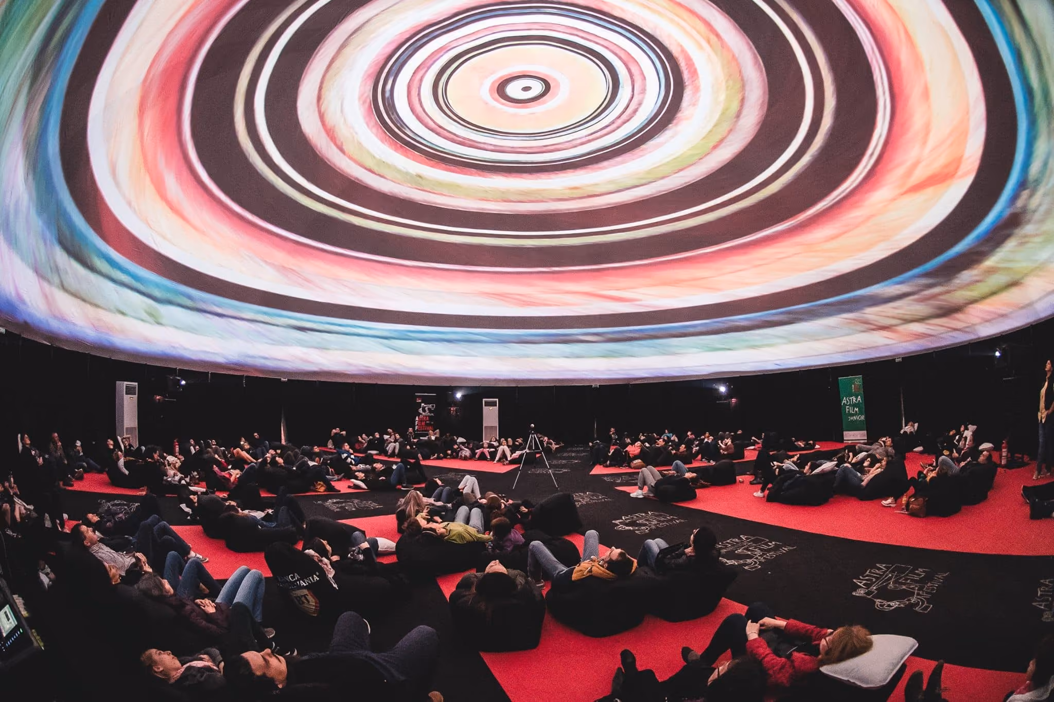 360 degree projection system inside an immersive dome