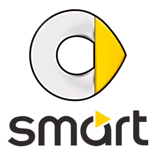 Smart car logo featuring a stylized gray 'C' and yellow arrow with 'smart' text below.
