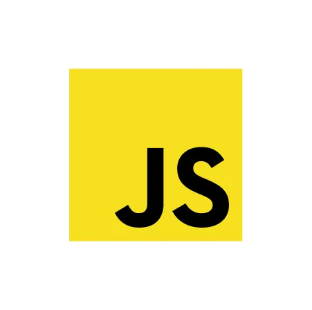 JavaScript logo with black 'JS' letters on a yellow square background.