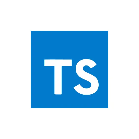 Blue square with white uppercase letters 'TS' representing TypeScript logo.