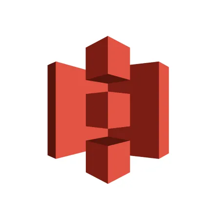 Red 3D cube shapes arranged to form the Amazon S3 logo on a white background.