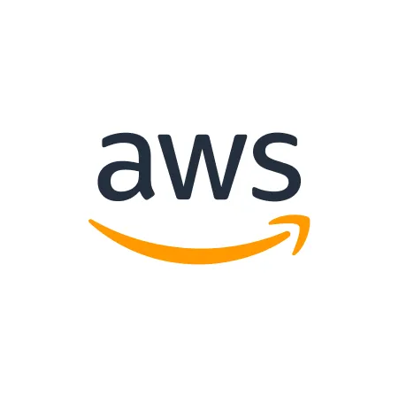 AWS logo with lowercase letters and an orange arrow swoosh underneath.