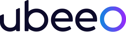 Ubeeo brand logo with stylized lowercase text and a gradient circle at the end.