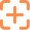 Orange icon of a plus sign inside a dotted square.