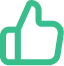 Green thumbs-up icon symbolizing approval or like.
