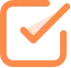 Orange checkbox marked with a white checkmark inside.