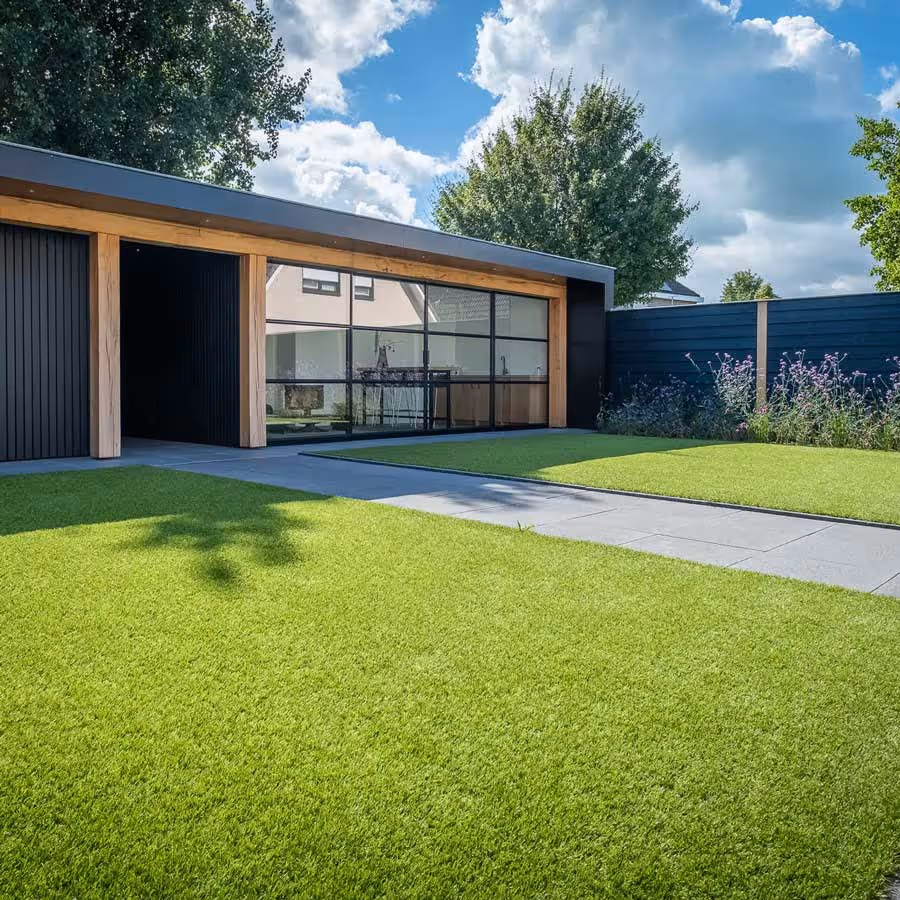 Luxury garden with artificial grass