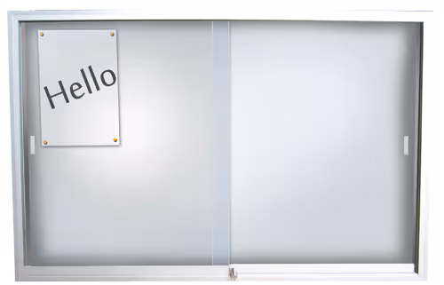 Une vitrine à guillotine avec un cadre blanc.