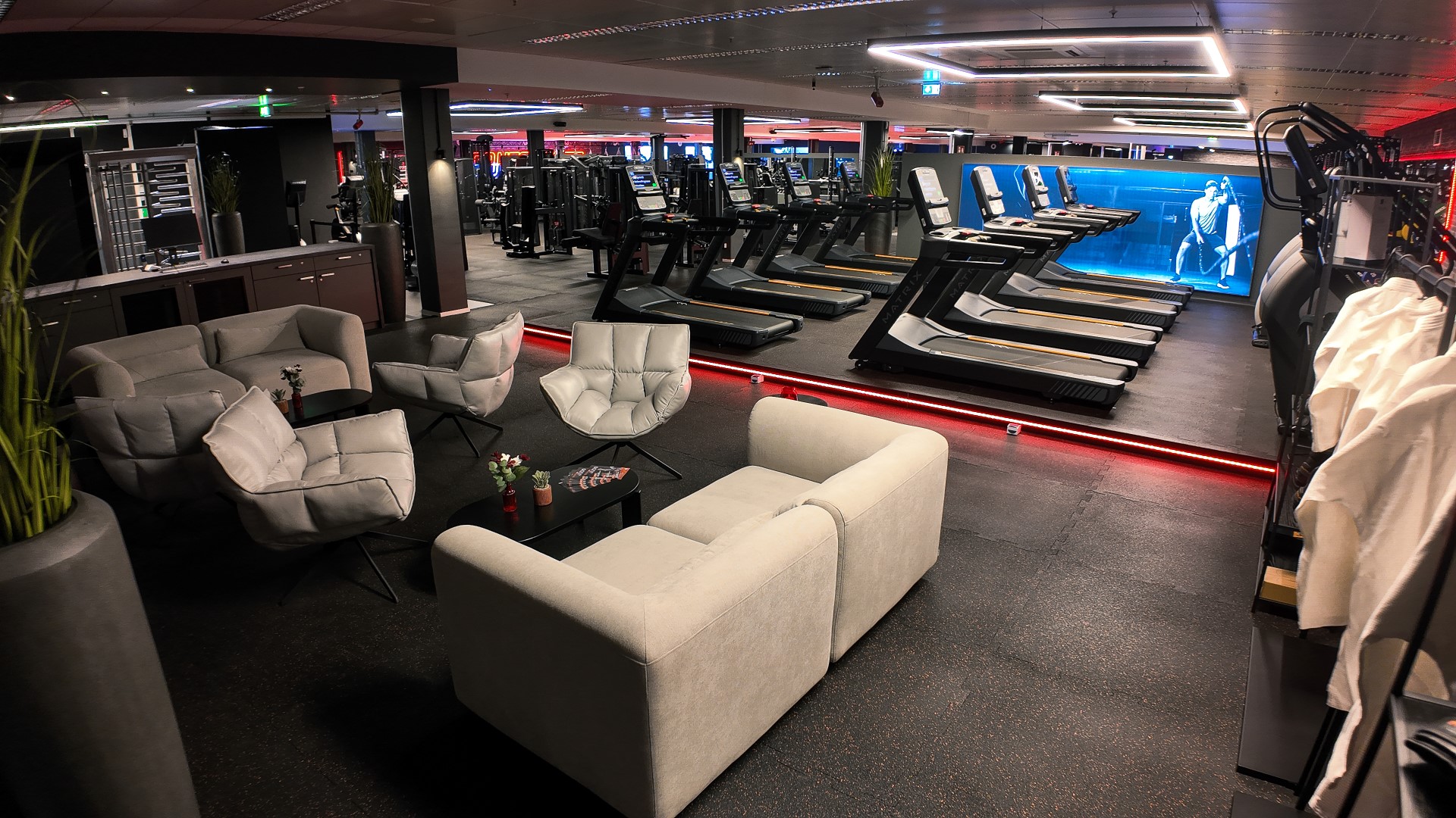 Kampfsporterea mit Boxsäcken und Kampfsportring