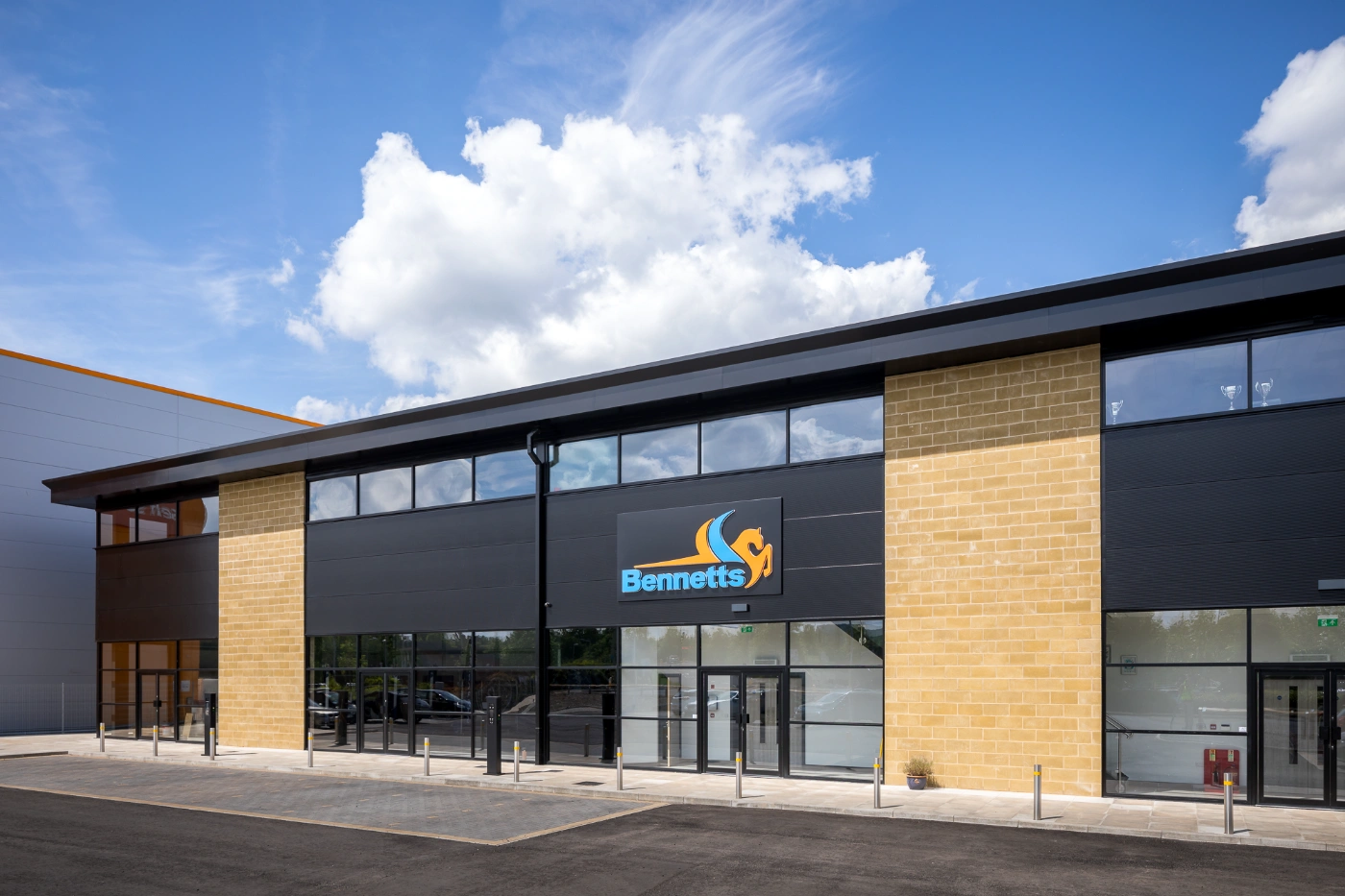Structural steelwork on the Bennetts Coaches headquarters building