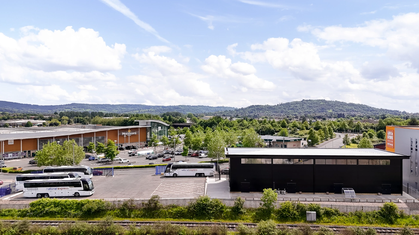 Finished steel-framed corporate headquarters for Bennetts Coaches