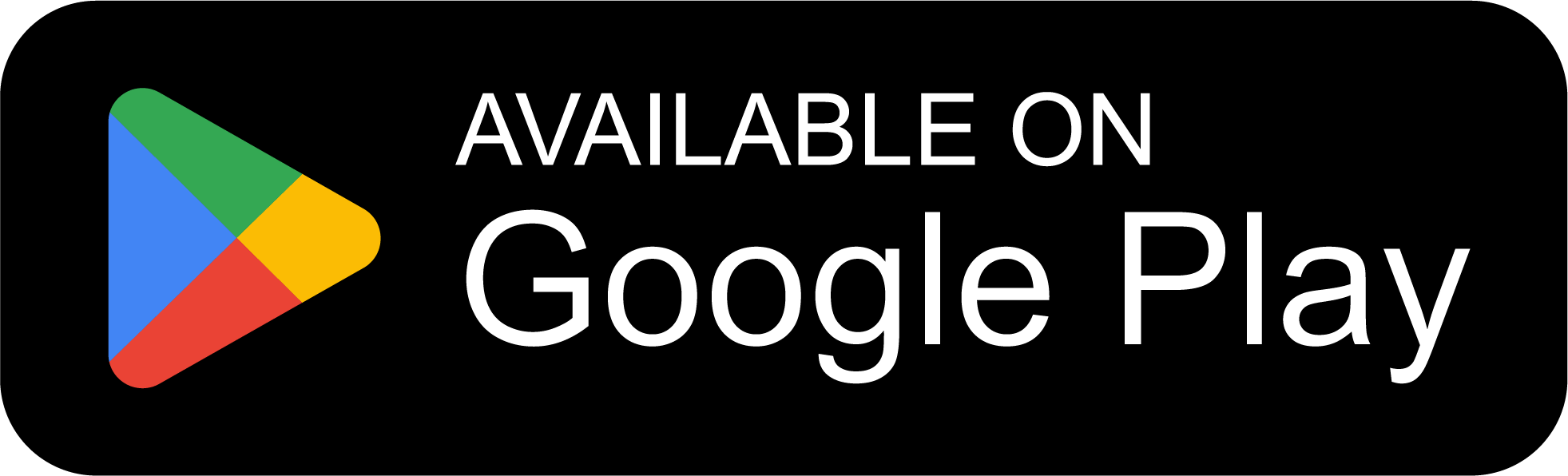 Icono de Google Play y texto que dice Disponible en Google Play sobre fondo negro.