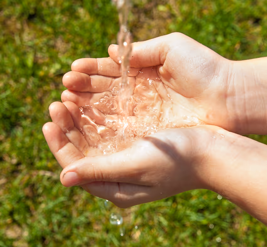 Manos recibiendo agua