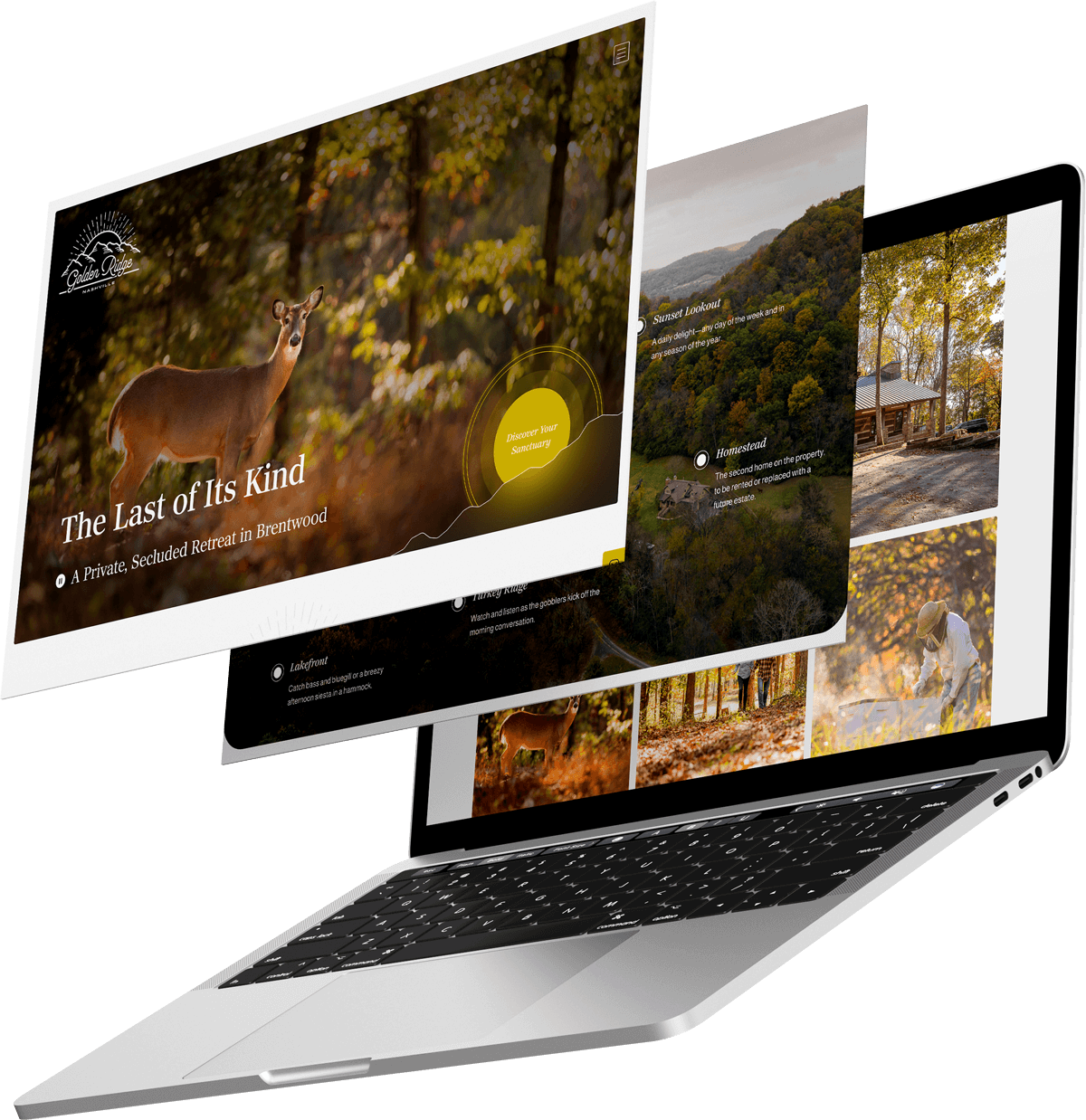 A MacBook mockup of Golden Ridge.