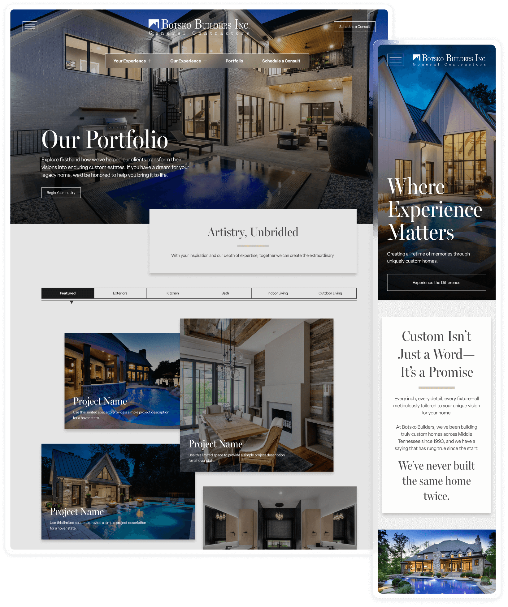 Botsko Builders responsive mockup image.