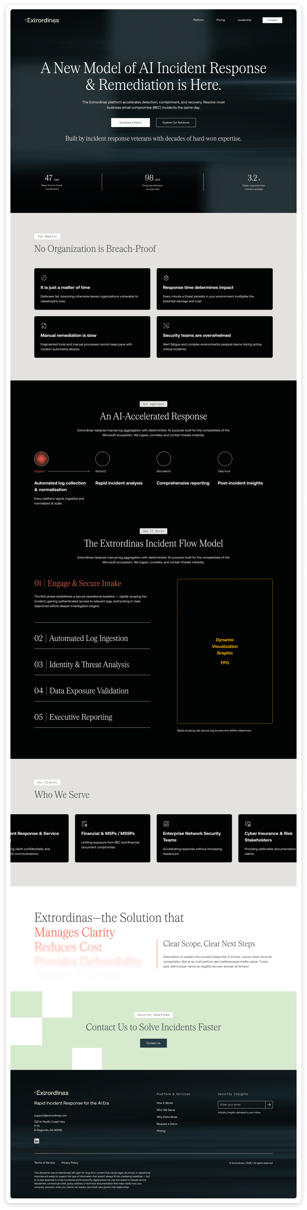 Extrordinas home page mockup.