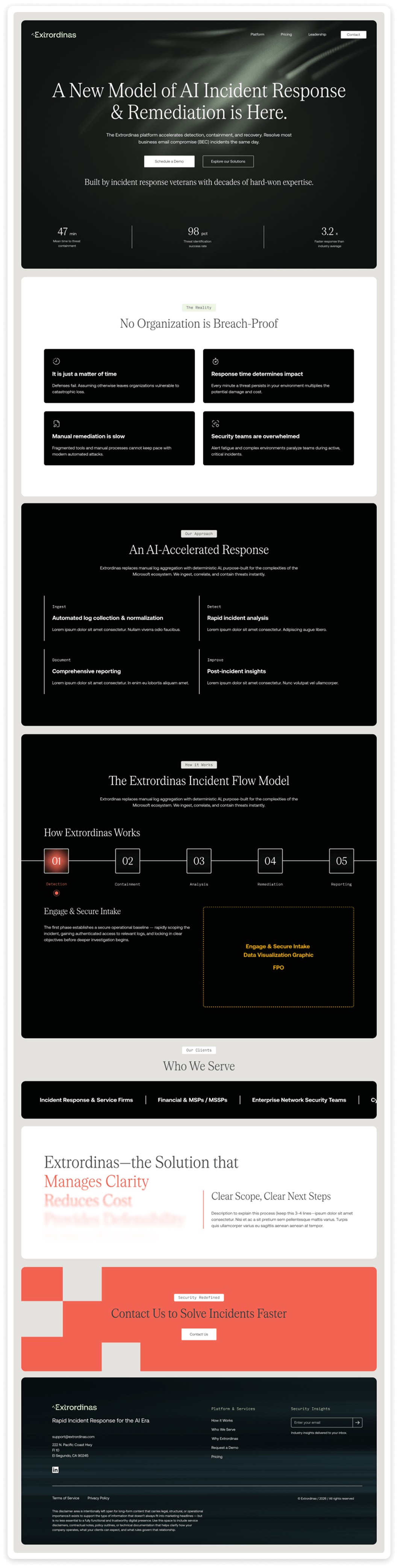 Extrordinas home page mockup.
