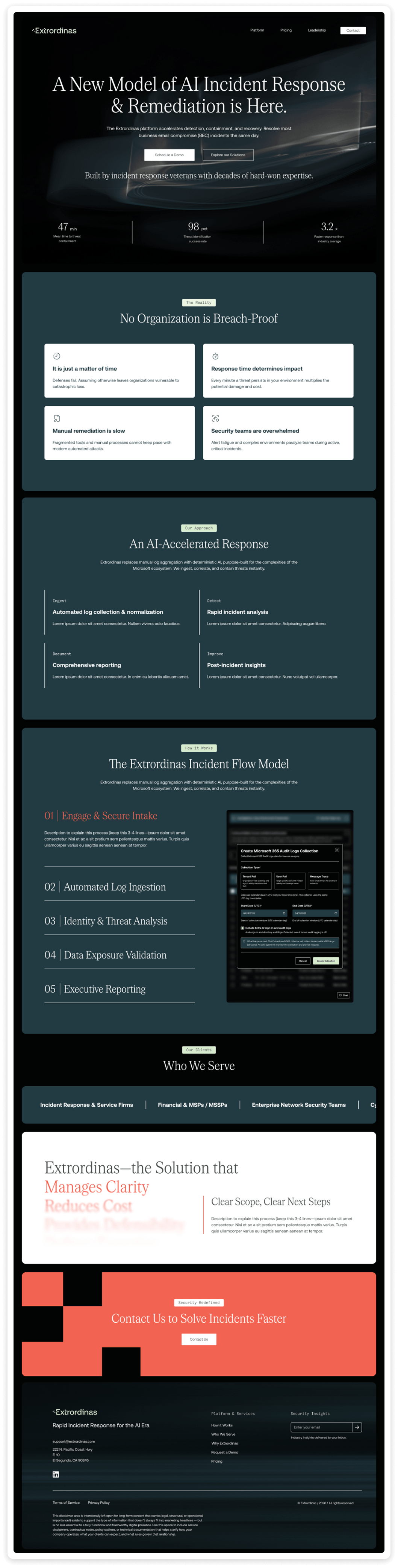 Extrordinas home page mockup.