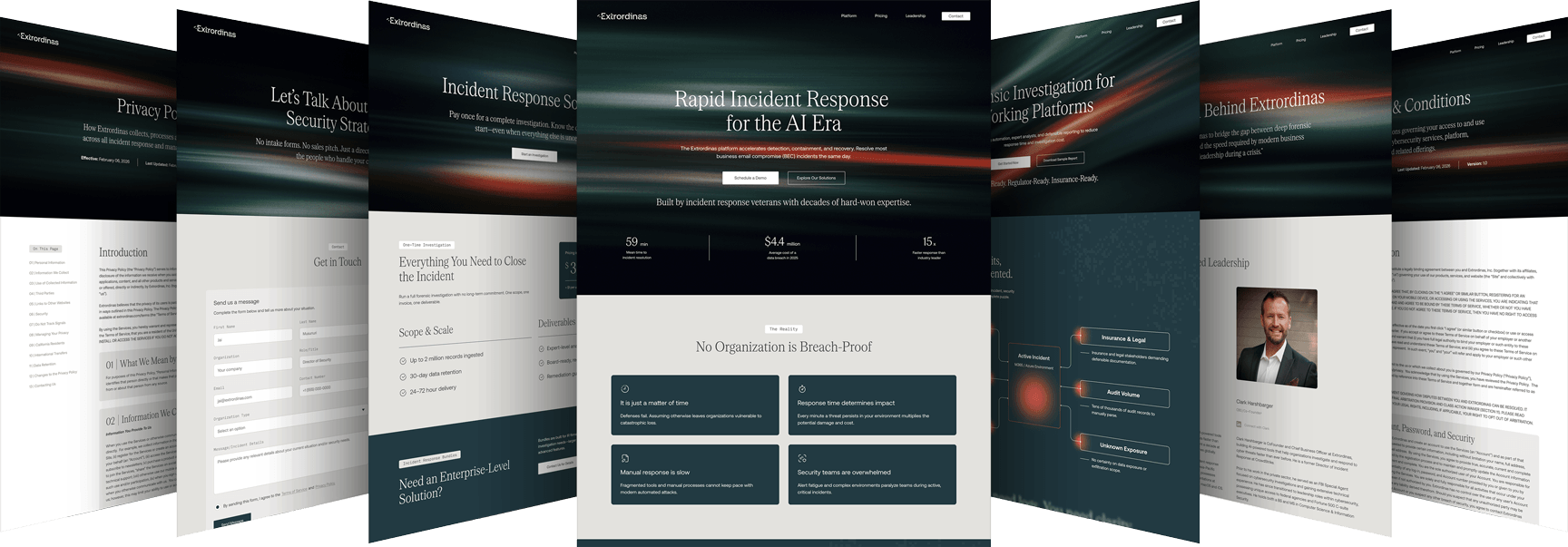 Display of Extrordinas website screens.