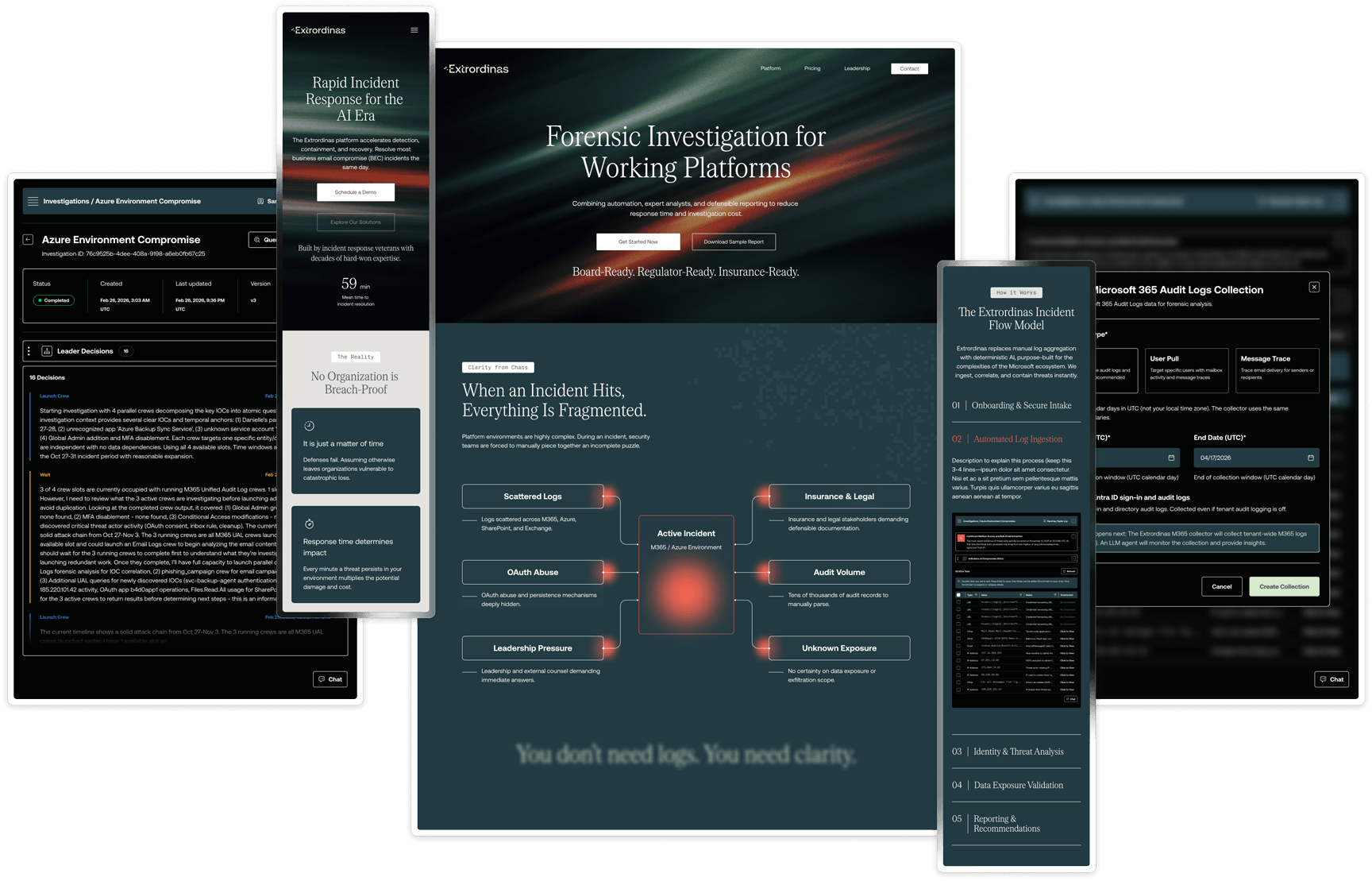 Extrordinas mobile screen mockups.
