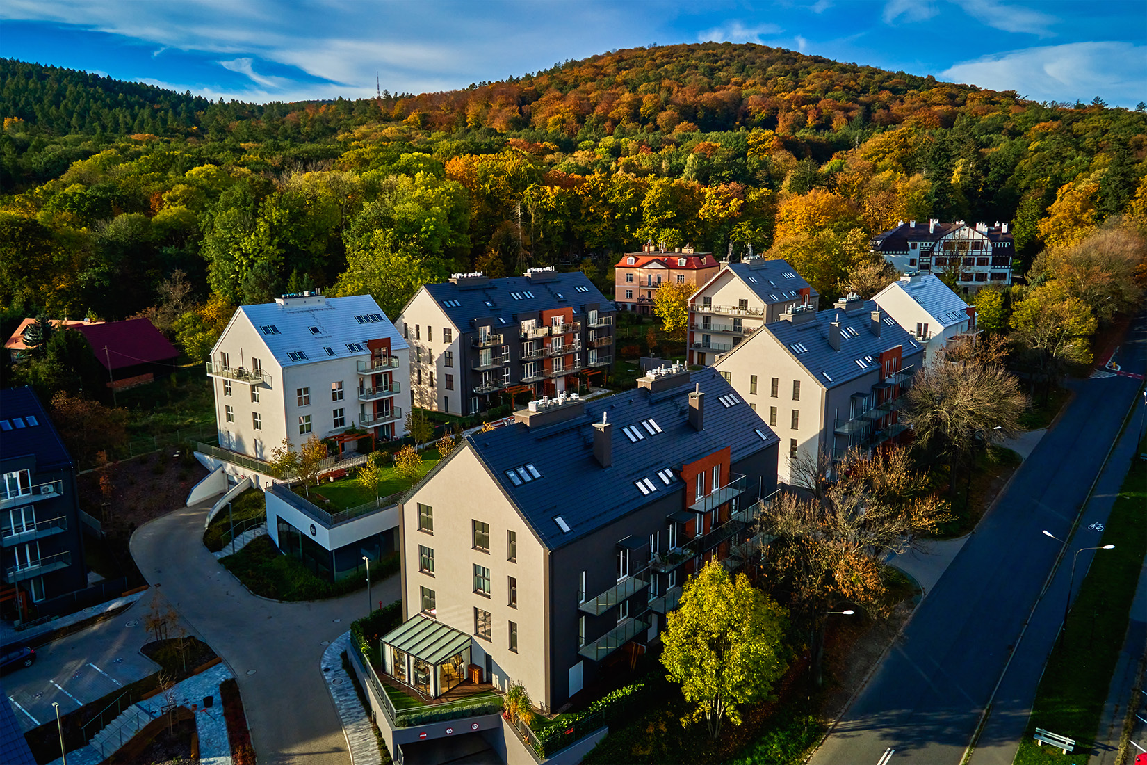 Bilde av et sameie borretslag blant trær