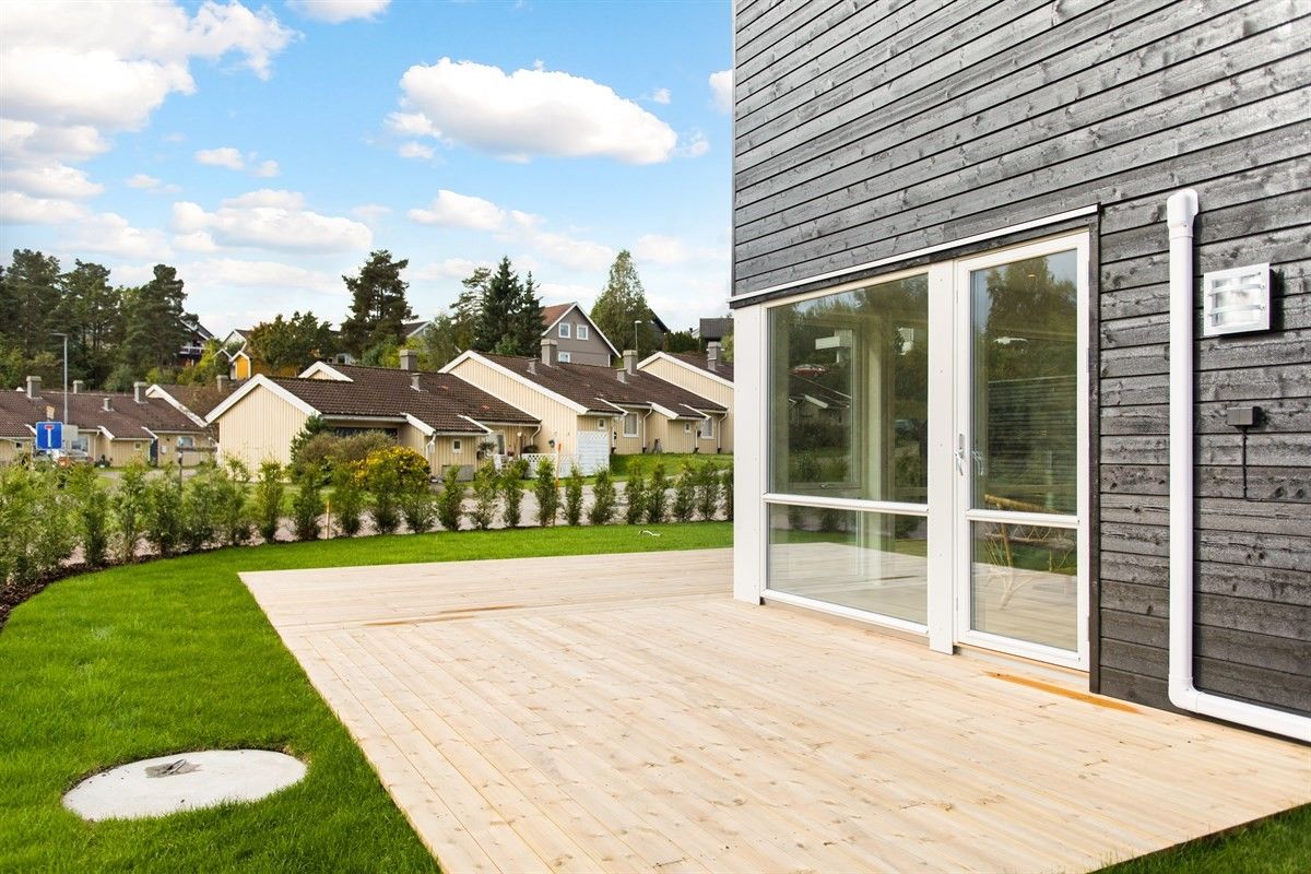 Bilde av en terrasse til en ny bygg