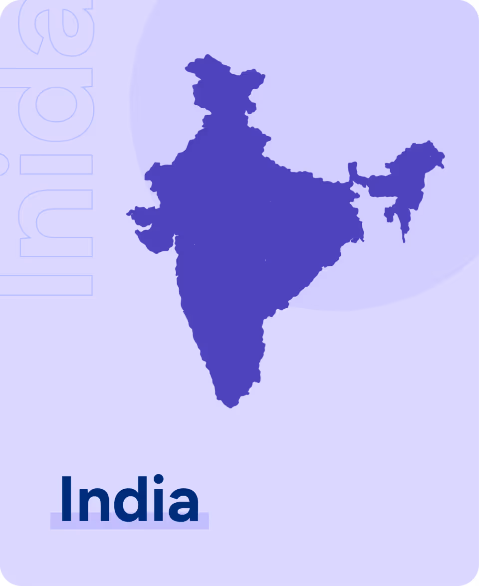 Outline of India with the word "India" beneath it