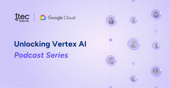 TTEC Digital + Google Cloud logos with the text "Google Vertex AI Webinar Series"
