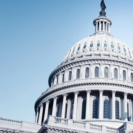 Close up of the dome of the U.S. Capitol Building in Washington, D.C.