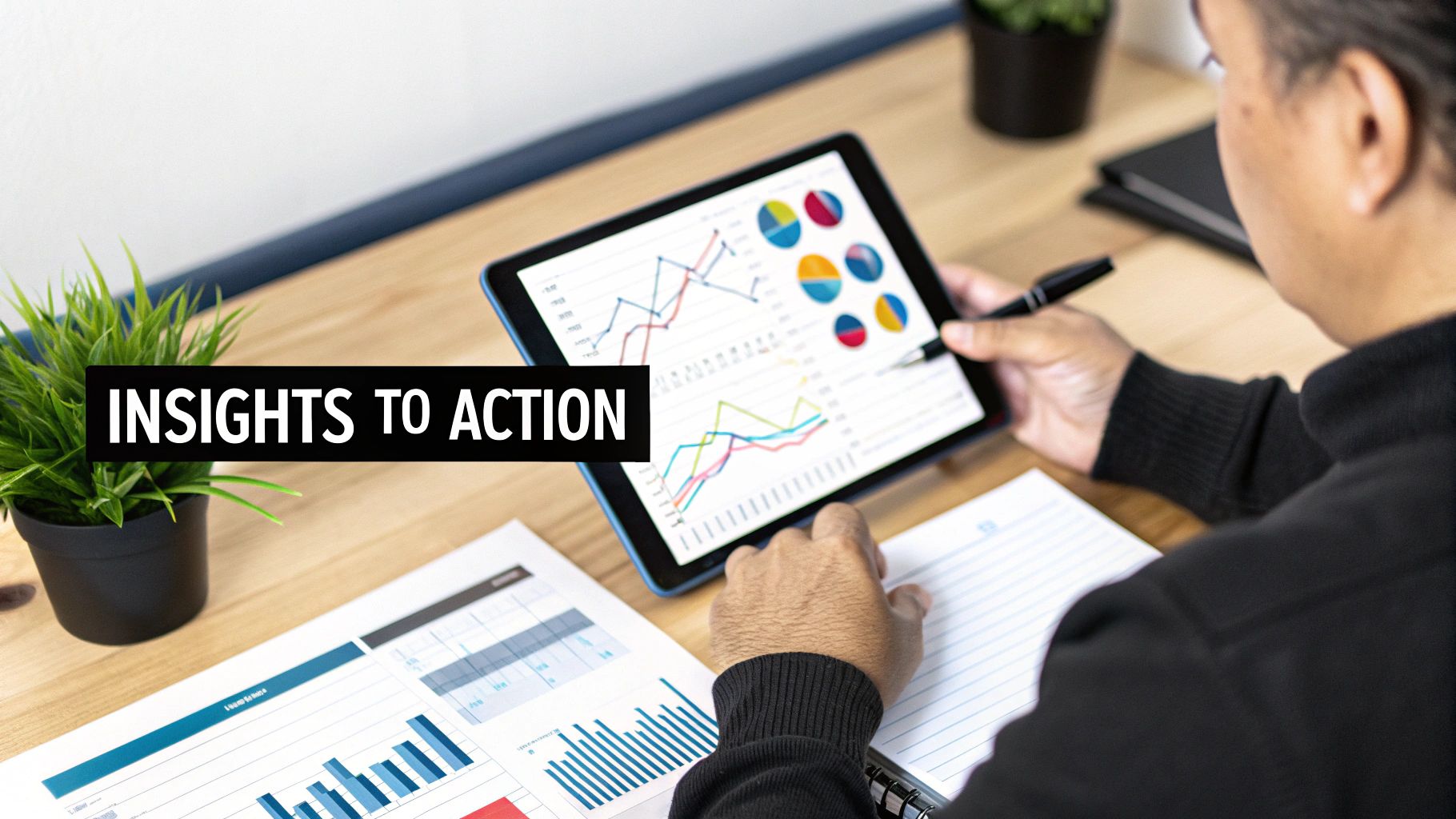 A magnifying glass hovering over a line graph, signifying the detailed analysis of SERP data.