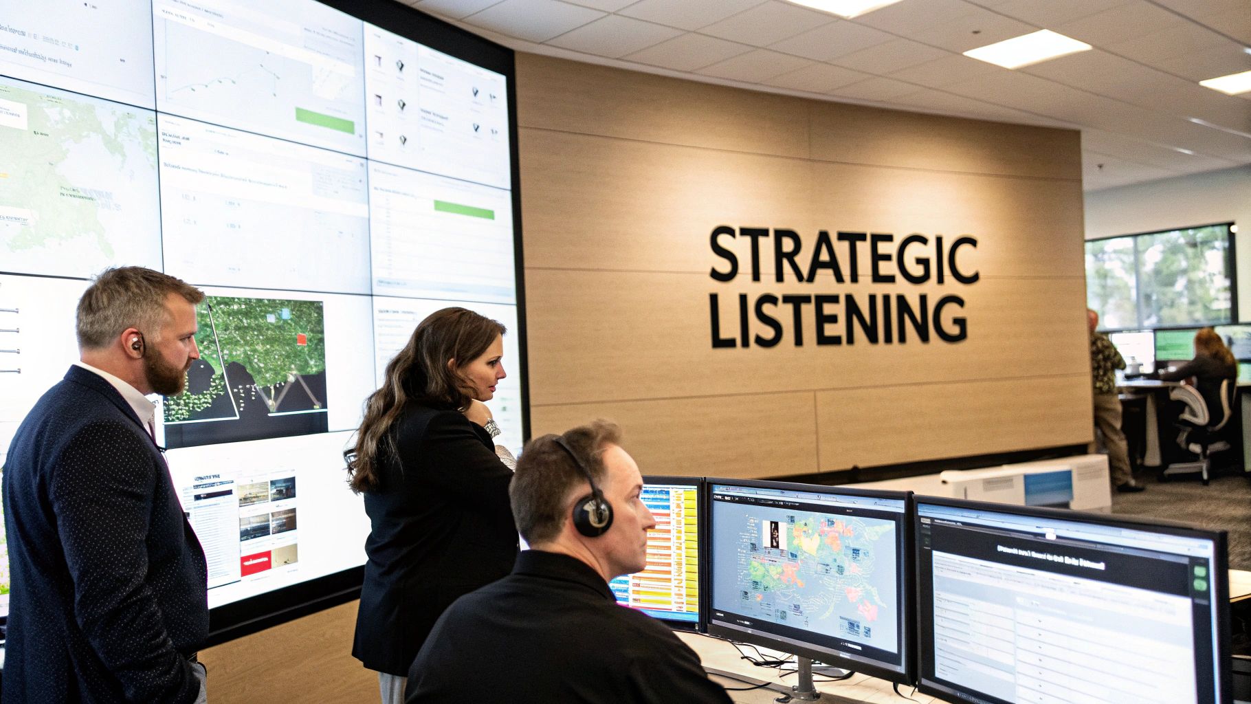 A diagram showing the process of social media listening from data collection to insight analysis