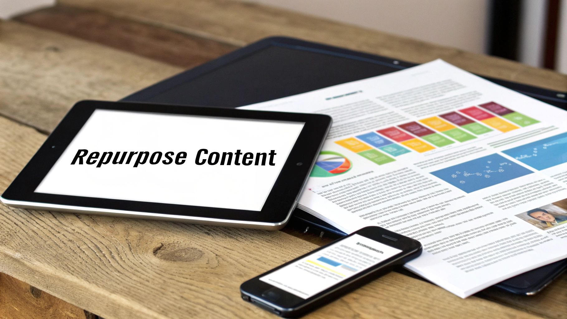 A collage of question marks and blog post icons, representing common questions about SEO writing.