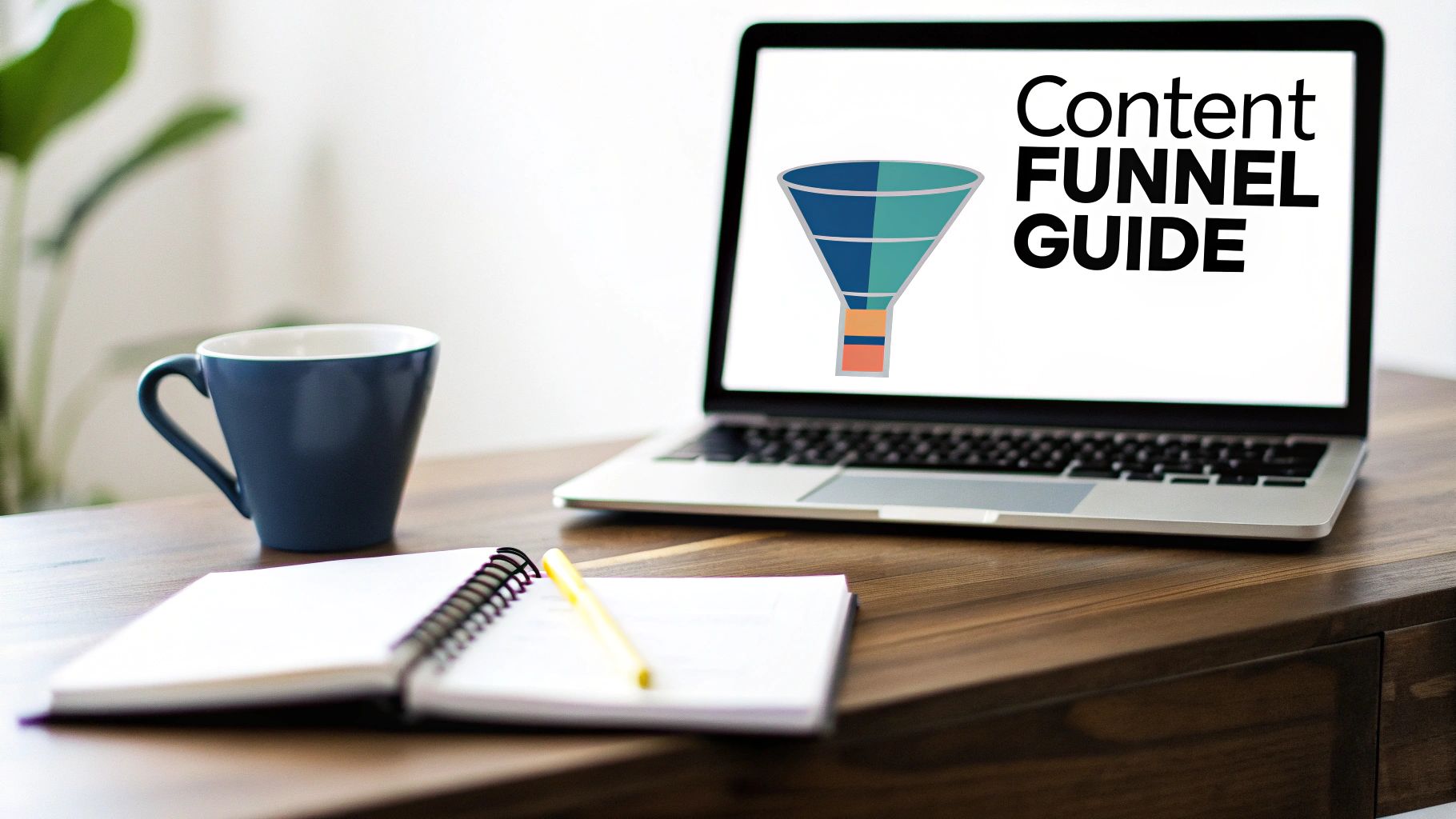 Woman planning a content marketing funnel on a whiteboard