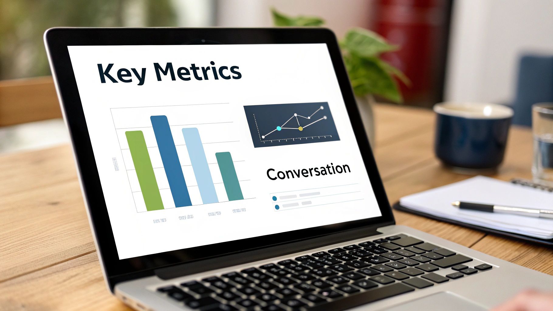 A dashboard showing key conversational marketing metrics like lead qualification rate and sales cycle length.