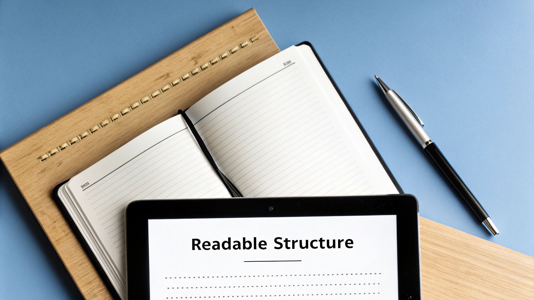 A person organizing digital blocks, representing content structure and outlining.