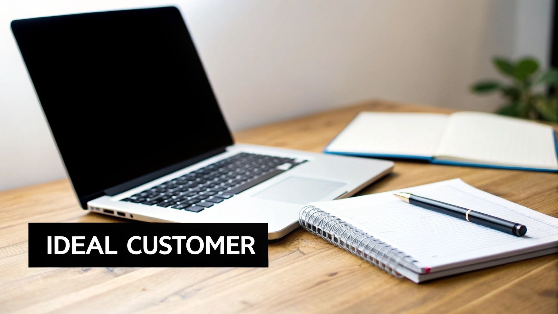 A digital illustration showing a customer persona profile connected to a web of keywords and search terms.