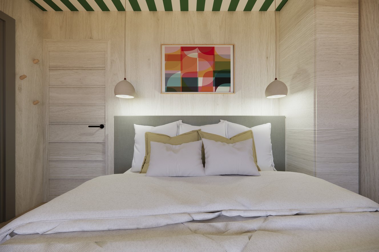 Decoración interior de la habitación cápsula Bonjour Sauvage 