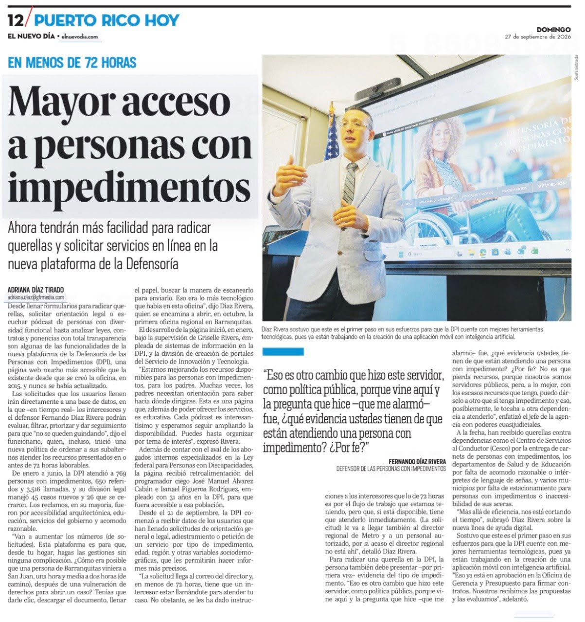 Imagen del comunicado de Prensa