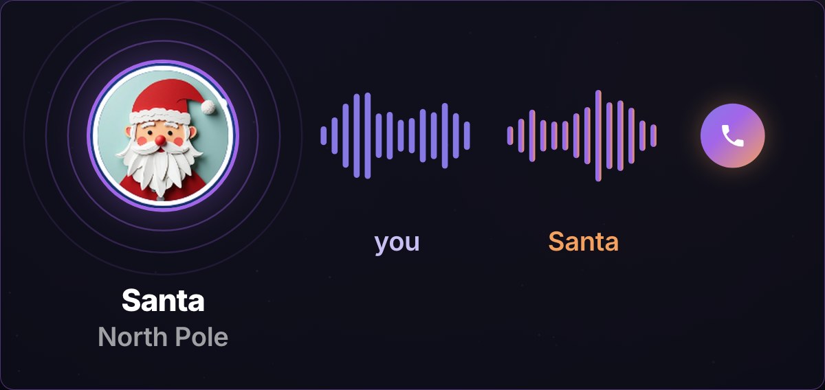 The call to Santa, his voice in real time