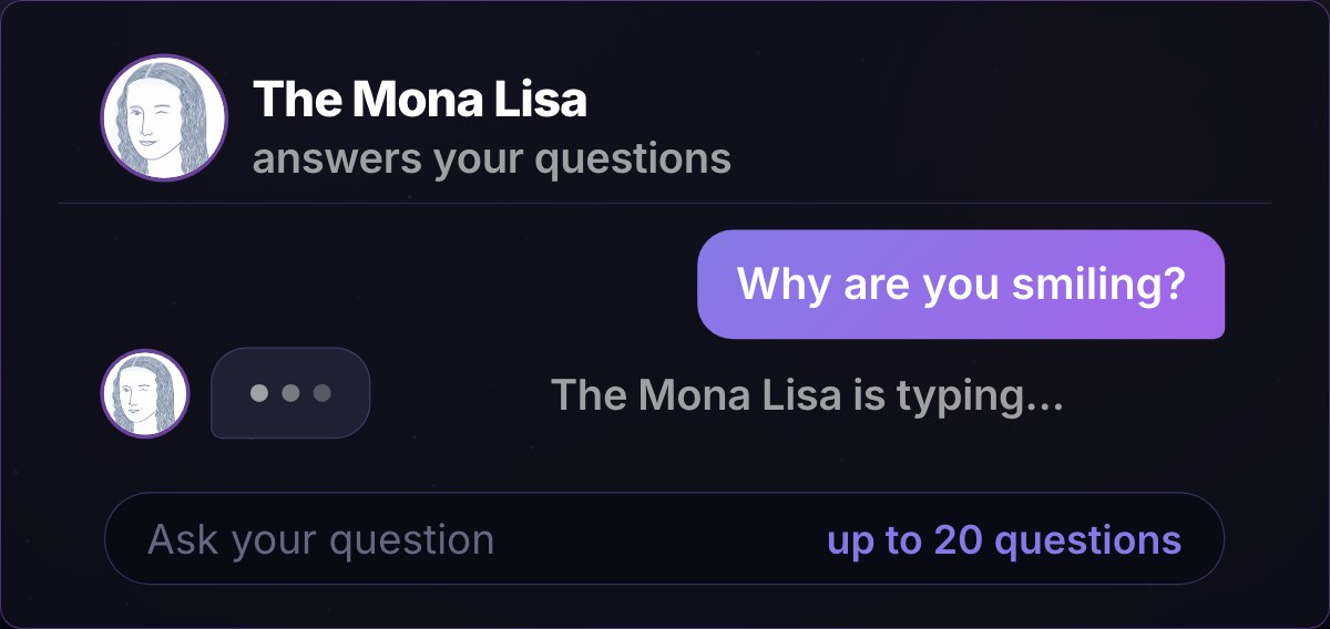 The conversation with the Mona Lisa, up to twenty questions