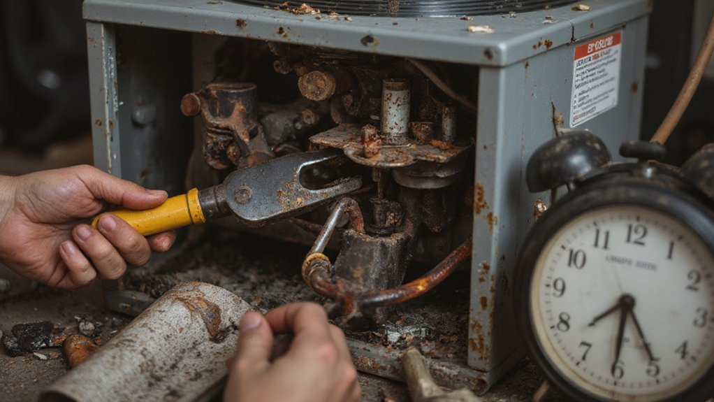HVAC system showing warning signs like strange noises and weak airflow
