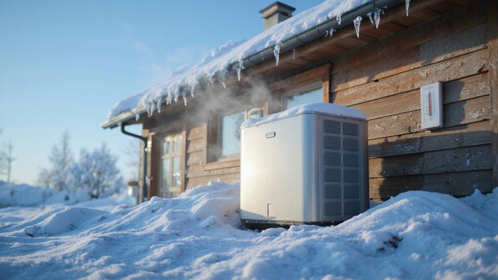 Heat pump operating in winter by pulling heat from cold outdoor air