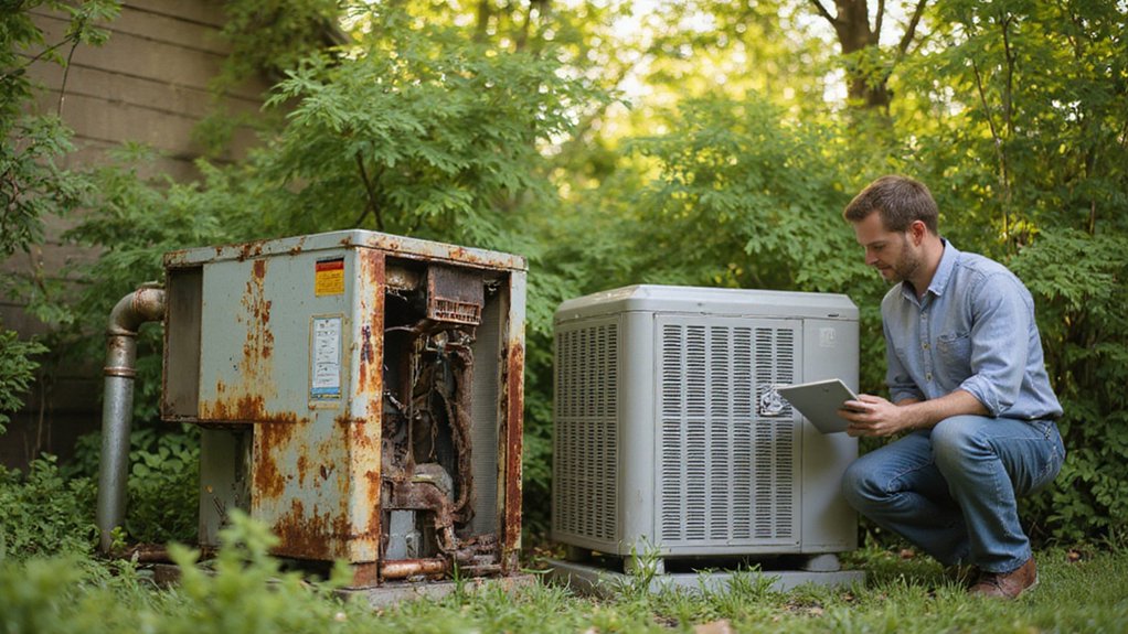 HVAC system showing typical lifespan signs and maintenance needs