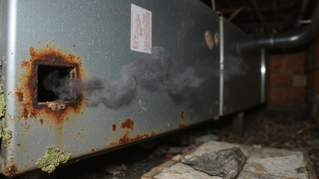 Diagram showing common HVAC odor causes such as mold growth and burnt dust