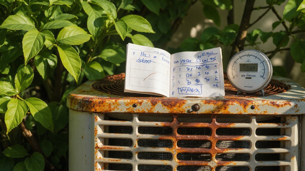 Older HVAC unit showing signs of reduced efficiency and wear