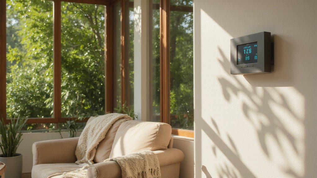 Programmable thermostat displaying scheduled temperature settings