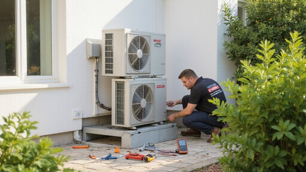 Professional heat pump installation for home heating and cooling