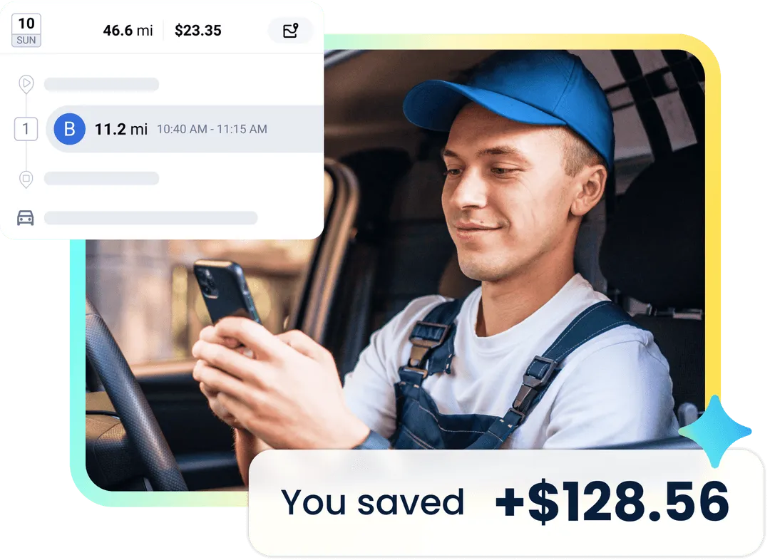Driver using TripLog and receiving savings.