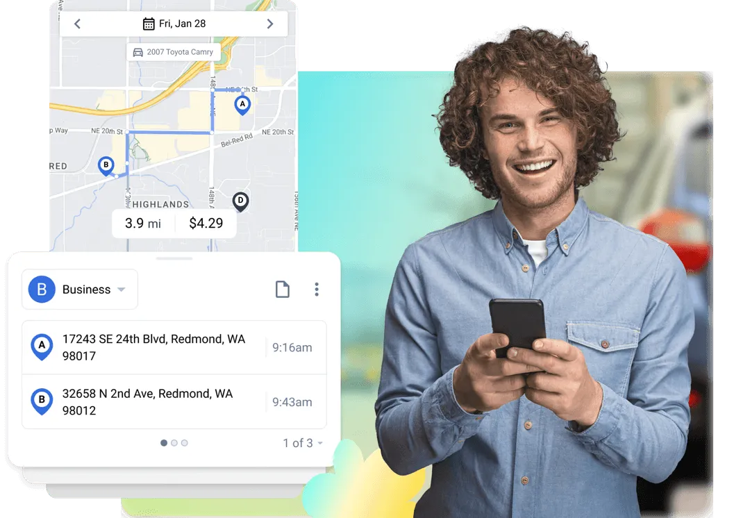 Driver viewing their daily trip for easy classification on a map.